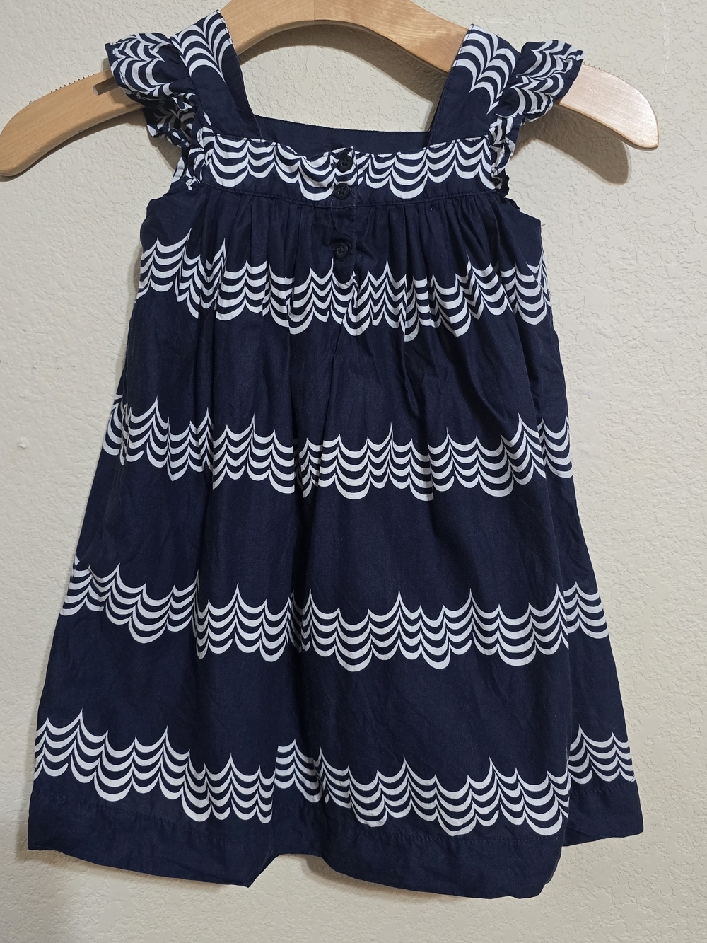 GAP Navy and White Wave-Print A-Line Skirt